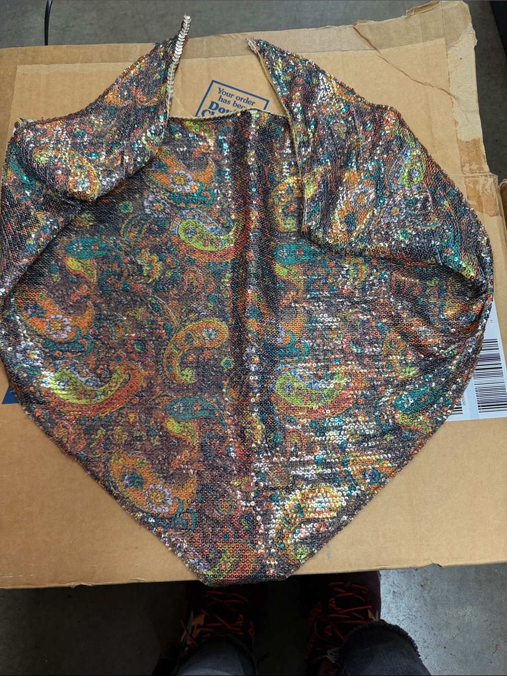 Sequin Paisley Hair Scarf Bandana - Multicolor